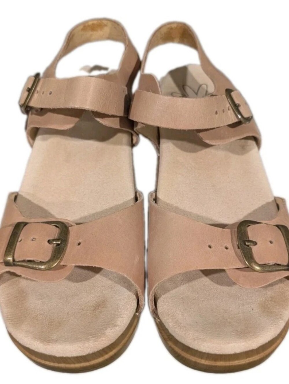 Sanita Daisy Davia Tan Nude Wedge Clog Leather Platform Sandals Women 5.5-6 (36)